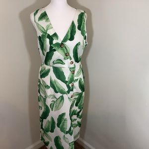 A+K tropical leaf print dress, size medium